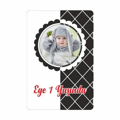 Siyah Beyaz Temalı Doğum Günü Magneti